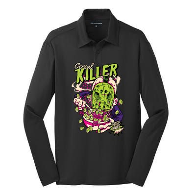 Cereal Killer Funny Silk Touch Performance Long Sleeve Polo