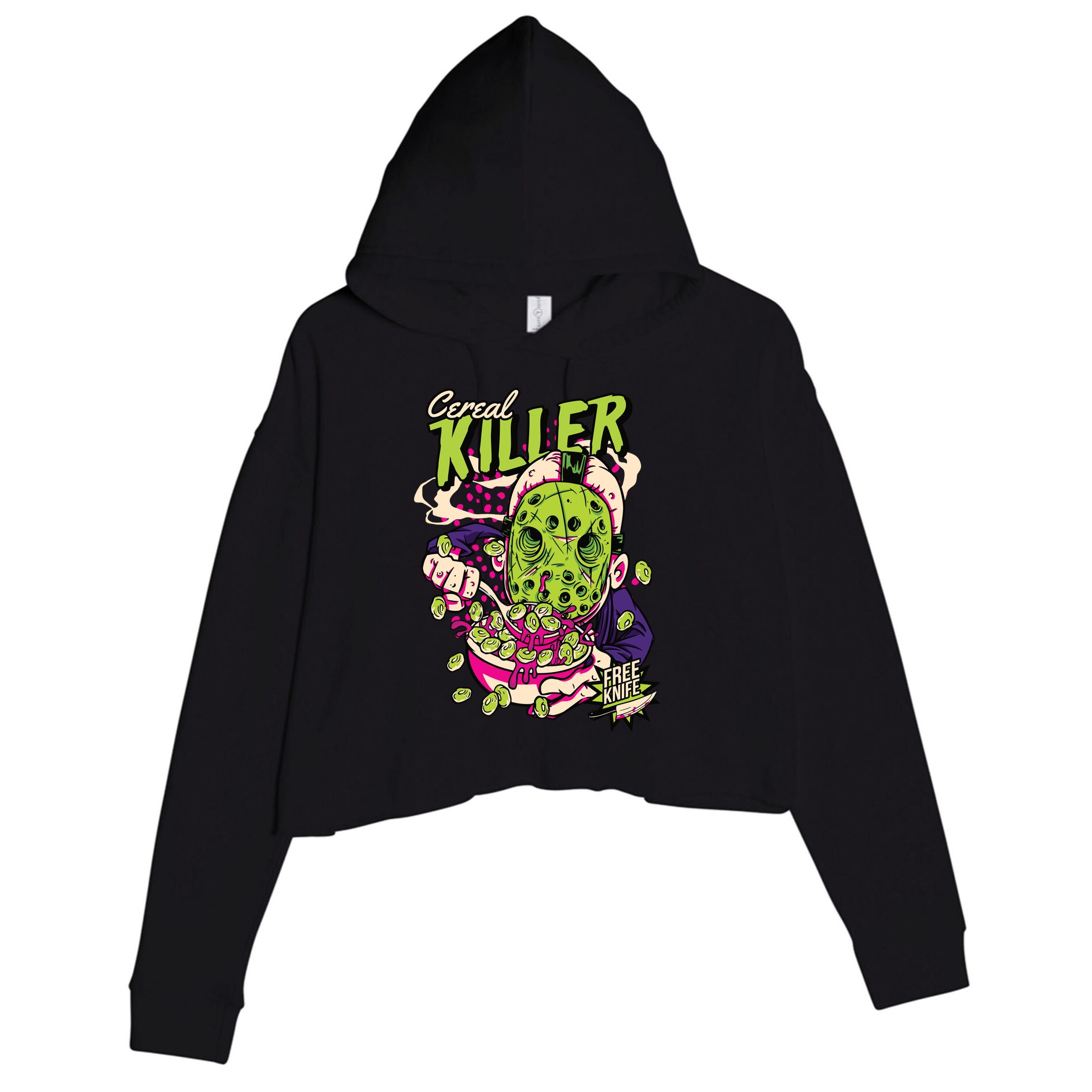 Cereal Killer Funny Crop Fleece Hoodie