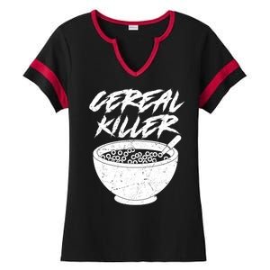 Cereal Killer Funny Halloween Distressed Ladies Halftime Notch Neck Tee