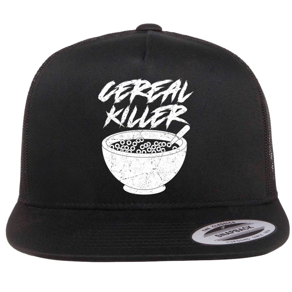 Cereal Killer Funny Halloween Distressed Flat Bill Trucker Hat