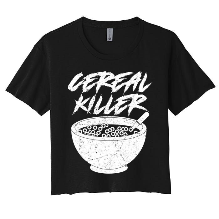 Cereal Killer Funny Halloween Distressed Women's Crop Top Tee