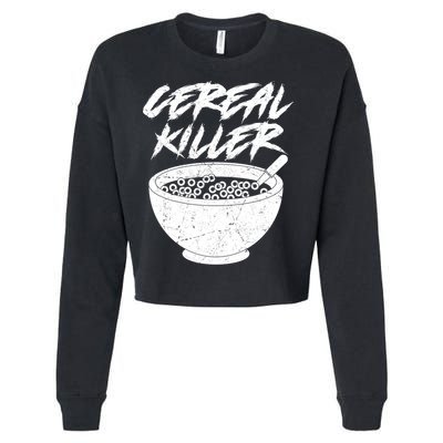 Cereal Killer Funny Halloween Distressed Cropped Pullover Crew