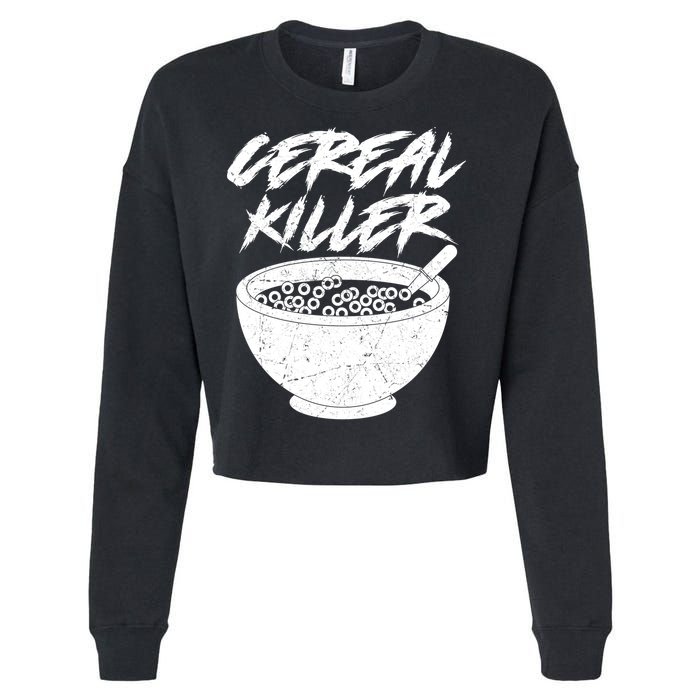 Cereal Killer Funny Halloween Distressed Cropped Pullover Crew