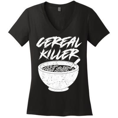 Cereal Killer Funny Halloween Distressed Women's V-Neck T-Shirt