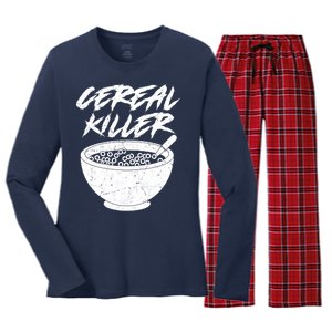 Cereal Killer Funny Halloween Distressed Women's Long Sleeve Flannel Pajama Set 