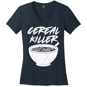 Cereal Killer Funny Halloween Distressed Women's V-Neck T-Shirt