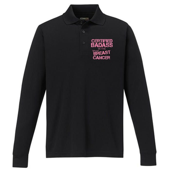 Certified Badass Fight Against Breast Cancer Performance Long Sleeve Polo