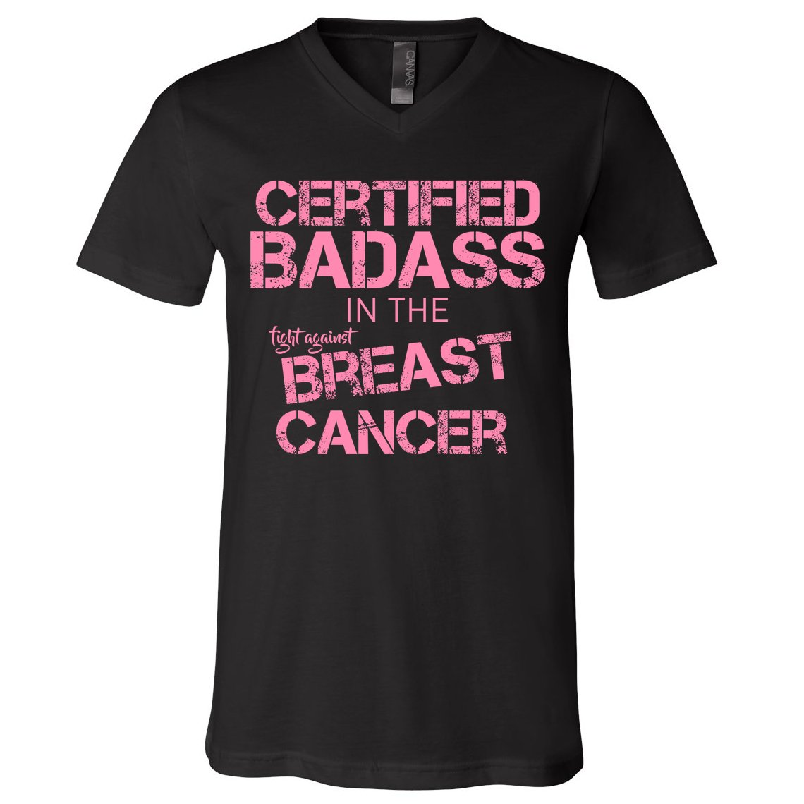 Certified Badass Fight Against Breast Cancer V-Neck T-Shirt