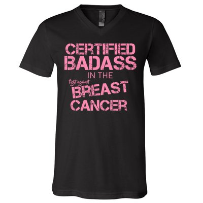 Certified Badass Fight Against Breast Cancer V-Neck T-Shirt