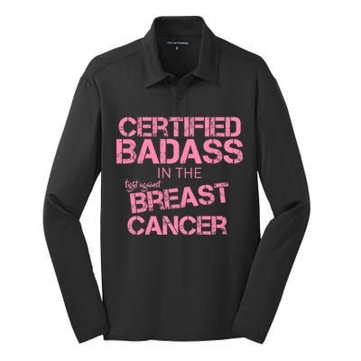 Certified Badass Fight Against Breast Cancer Silk Touch Performance Long Sleeve Polo