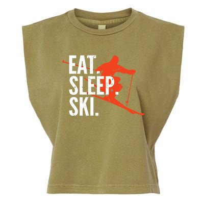 Cute Eat Sleep Ski Skiing Winter Snow Sports Skiers Graphic Meaningful Gift Garment-Dyed Women's Muscle Tee