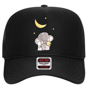 Cute Elephant Stars High Crown Mesh Back Trucker Hat