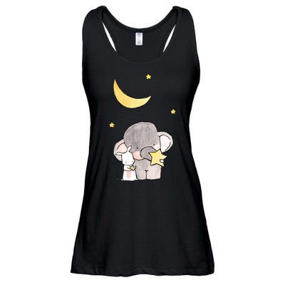 Cute Elephant Stars Ladies Essential Flowy Tank