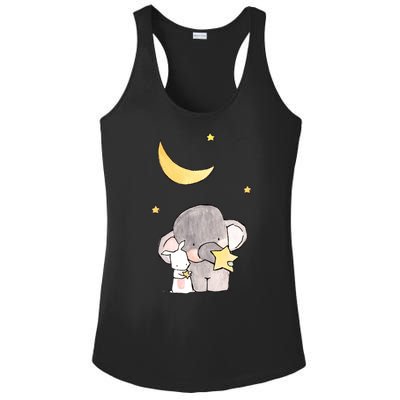 Cute Elephant Stars Ladies PosiCharge Competitor Racerback Tank