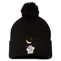 Cute Elephant Stars Pom Pom 12in Knit Beanie