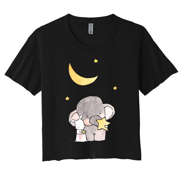 Cute Elephant Stars Crop Top