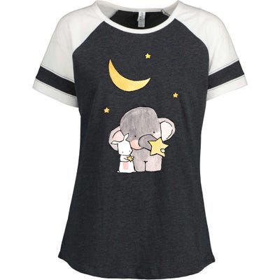 Cute Elephant Stars Enza Ladies Jersey Colorblock Tee