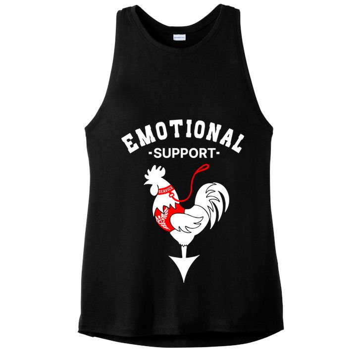 Chicken Emotional Support Cock Ladies PosiCharge Tri-Blend Wicking Tank