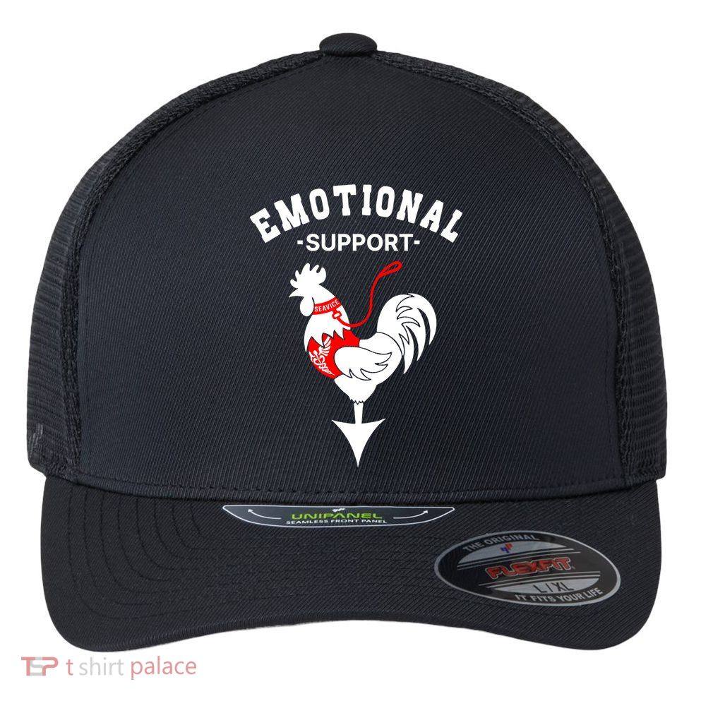 Chicken Emotional Support Cock Flexfit Unipanel Trucker Cap