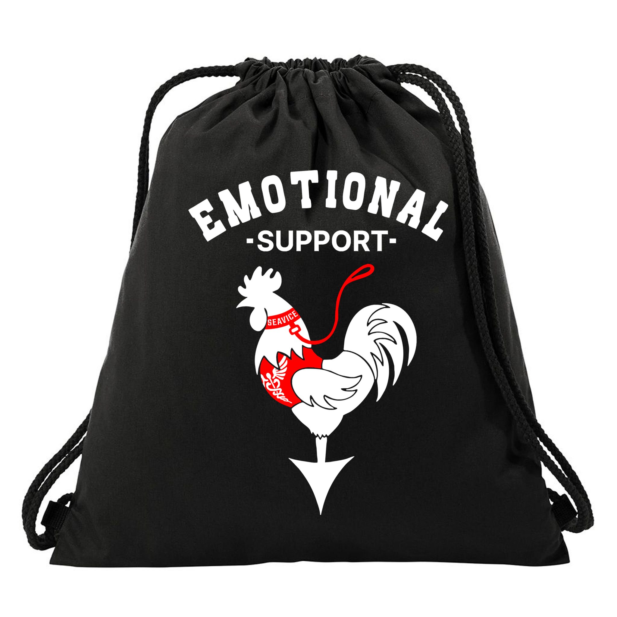 Chicken Emotional Support Cock Drawstring Bag