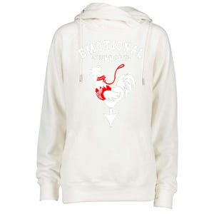 Chicken Emotional Support Cock Womens Funnel Neck Pullover Hood