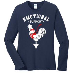 Chicken Emotional Support Cock Ladies Long Sleeve Shirt