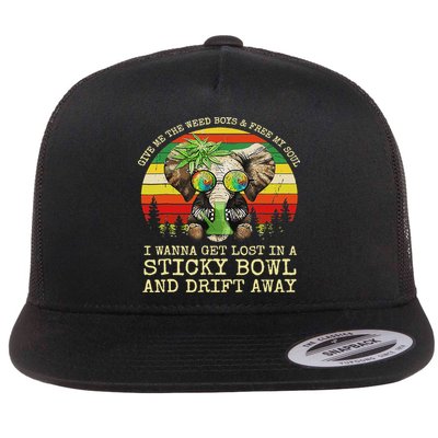Cool Elephant Smoking Weed Bong Marijuana Cannabis Stoner Flat Bill Trucker Hat