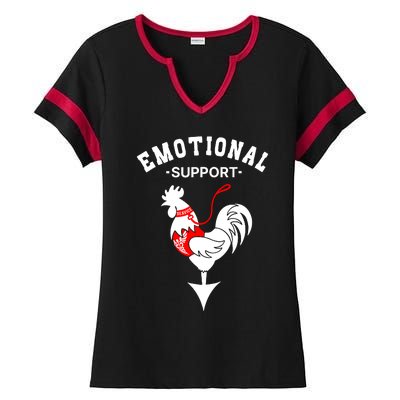 Chicken Emotional Support Cock Ladies Halftime Notch Neck Tee