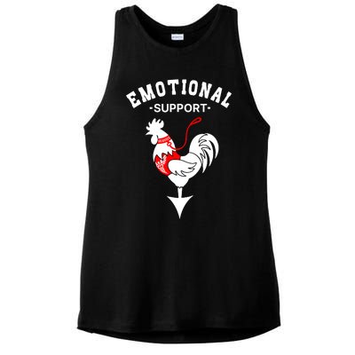 Chicken Emotional Support Cock Ladies PosiCharge Tri-Blend Wicking Tank