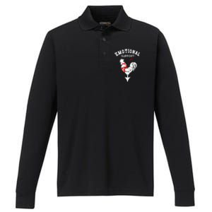 Chicken Emotional Support Cock Performance Long Sleeve Polo