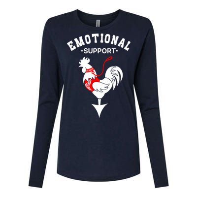 Chicken Emotional Support Cock Womens Cotton Relaxed Long Sleeve T-Shirt