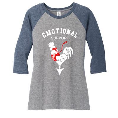 Chicken Emotional Support Cock Women's Tri-Blend 3/4-Sleeve Raglan Shirt