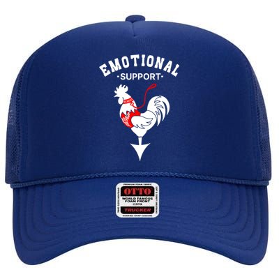 Chicken Emotional Support Cock High Crown Mesh Back Trucker Hat