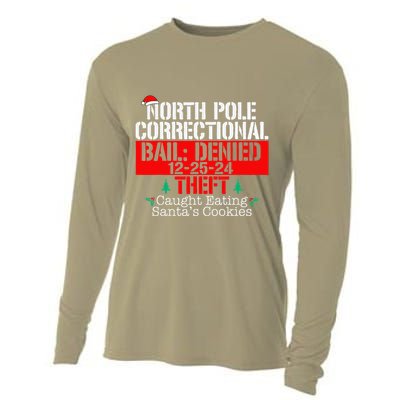 Caught Eating SantaS Cookies North Pole Correctional Xmas Cooling Performance Long Sleeve Crew