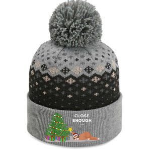 Close Enough Sloth Christmas Tree Funny Holiday Pajamas The Baniff Cuffed Pom Beanie