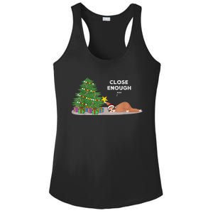 Close Enough Sloth Christmas Tree Funny Holiday Pajamas Ladies PosiCharge Competitor Racerback Tank