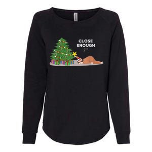 Close Enough Sloth Christmas Tree Funny Holiday Pajamas Womens California Wash Sweatshirt