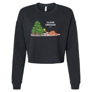 Close Enough Sloth Christmas Tree Funny Holiday Pajamas Cropped Pullover Crew