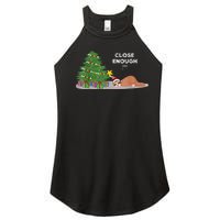 Close Enough Sloth Christmas Tree Funny Holiday Pajamas Women's Perfect Tri Rocker Tank