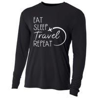 Camping Eat Sleep Travel Repeat | Camping Lovers Gift Cooling Performance Long Sleeve Crew