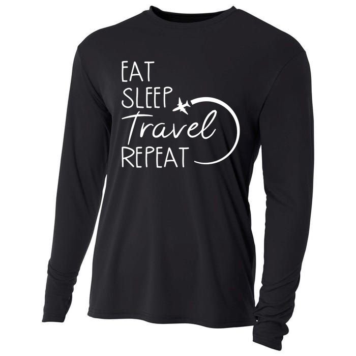 Camping Eat Sleep Travel Repeat | Camping Lovers Gift Cooling Performance Long Sleeve Crew