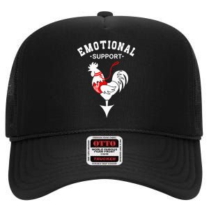 Chicken Emotional Support Cock High Crown Mesh Back Trucker Hat