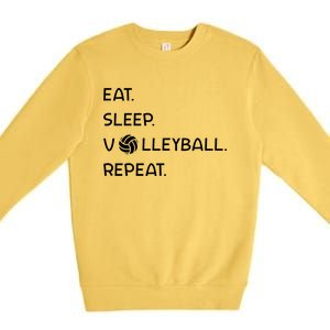 Cute Eat Sleep Volleyball Repeat Volleyball Game Design Gift Premium Crewneck Sweatshirt