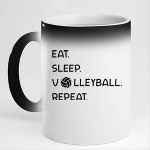 Cute Eat Sleep Volleyball Repeat Volleyball Game Design Gift 11oz Black Color Changing Mug