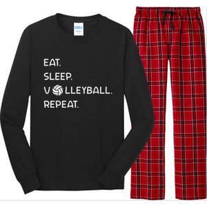 Cute Eat Sleep Volleyball Repeat Volleyball Game Design Gift Long Sleeve Pajama Set