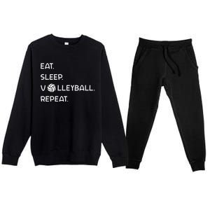 Cute Eat Sleep Volleyball Repeat Volleyball Game Design Gift Premium Crewneck Sweatsuit Set