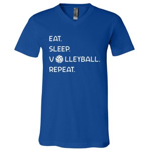 Cute Eat Sleep Volleyball Repeat Volleyball Game Design Gift V-Neck T-Shirt