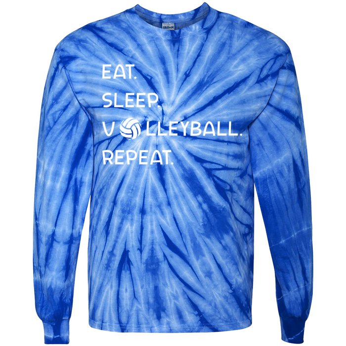 Cute Eat Sleep Volleyball Repeat Volleyball Game Design Gift Tie-Dye Long Sleeve Shirt