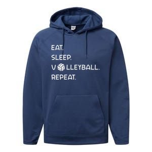 Cute Eat Sleep Volleyball Repeat Volleyball Game Design Gift Performance Fleece Hoodie