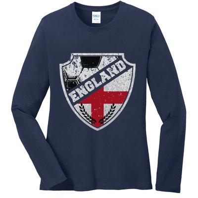 Cool England Soccer Shield Ladies Long Sleeve Shirt